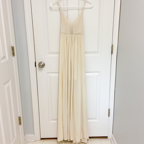 Lulus Hippie Hippie Chic Cream Maxi Dress Size Large - Picture 6 of 9